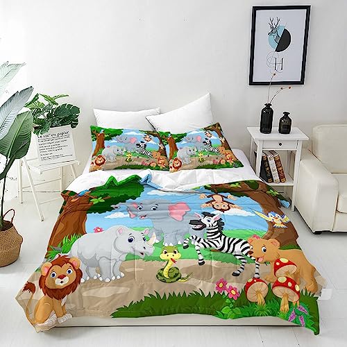 ANHOPE Jungle Animal Duvet Cover Set Soft Lightweight 3 Piece Bedding Set...
