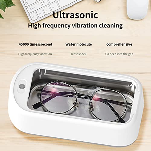 Contact Lens Cleaner, Ultrasonic Jewelry Cleaner, 1 Set 600Ml Contact Lens Cleaner 3 Gears 1200Mah Usb Charging 45000Hz Anti-Rust Tank Stain-Reduction Jewelry Cleaner Home Supply (Grey) #TOP2