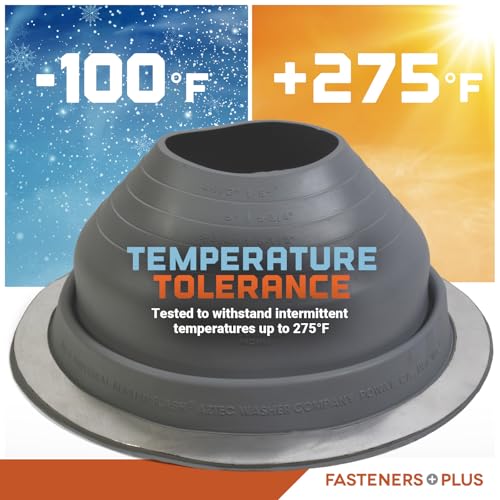 Image of Fasteners Plus #5 Round EPDM Metal Roof Pipe Flashing Boot (Fits 4-1 /4 inch - 7-3 /4 inch Pipe OD), Dark Gray