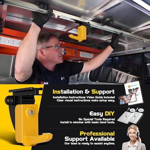 Van Interior Ladder Storage System Utilizes Overhead and Interior Sidewall Space,Alloy Steel Material, Includes System and Mounting Kit; Ladder Rack for Van, Trailers,or Truck Caps - Thumbnail 7