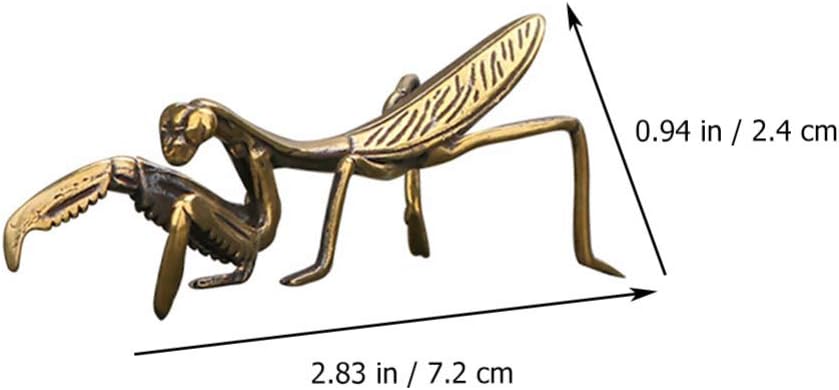 Toddmomy Brass Praying Mantis Statue, 2.83 Inch Golden Mantis Figurine for Home Office Garden Restaurant Decor, Retro Brass Sculpture for Collectors