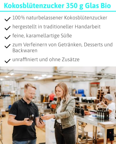 ÖLMÜHLE SOLLING - BIO Kokosblütenzucker | Kokosblütenzucker hergestellt aus dem Nektar der Kokosblütenknospe. Ideal zum Süßen von Kaffee, Tee, Süßspeisen und Backwaren | Inhalt: 350 g