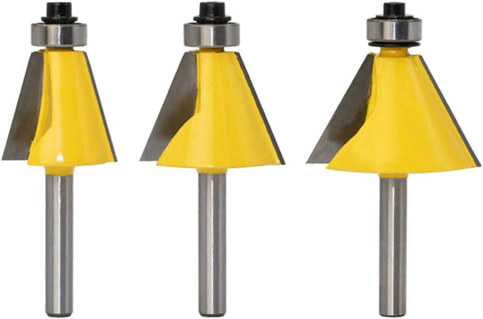 Wolfride 3Pcs Chamfer Router Bit Set 1/4 Inch Shank Bevel Router Bits 15 22.5 30 Degree