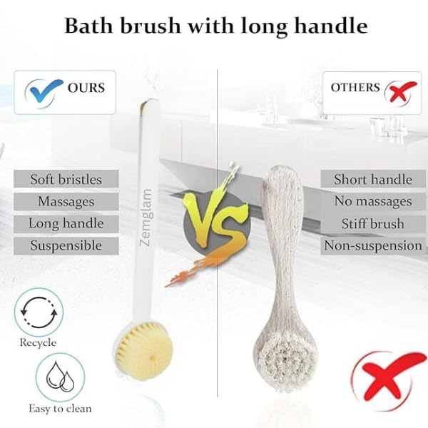 Zemglam Long Handle Bath Brush for Easy Massage 3