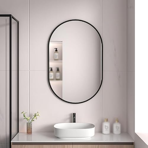 BKSXSOP Oval mirror, wall mounted bathroom makeup vanity horizontal or vertical hanging mirror for living room, bedroom entrance