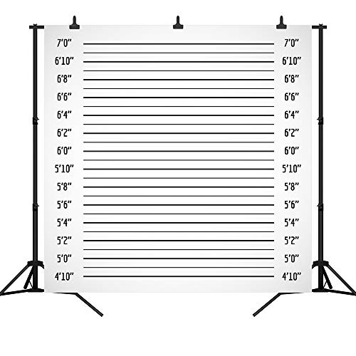 DePhoto 6x6ft Police Lineup Photography Backdrop Black line Mugshot Decor Photo Background for Party Banner Children Game Vinyl Studio Prop PGT602A