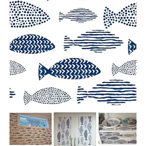 GLOW4U Ocean Theme Shelf Liner Contact Paper Japanese Style Beachy Peel and Stick Wallpaper for Walls Kitchen Cabinets Dresser Drawer Batroom Bedroom Furniture Arts Carfts Decal 17.7X117 Inches Cover