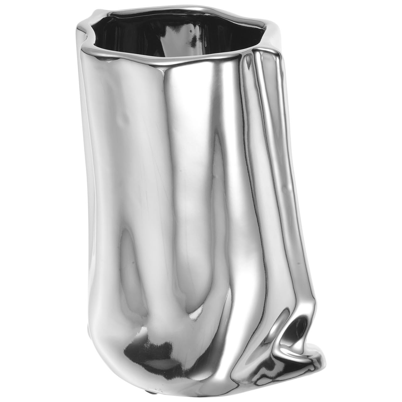 Vase en céramique argentée moderne pour décoration de table basse