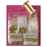 Chrismon Christmas Ornament Supply Kit Pack - Gold Beads, Pearls, Wire and Sequins