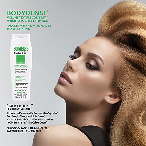 Snobgirls Bodydense Volumizing Conditioner Volume Texture Body Lift New Super Concentrated Sulfate Free Conditioner For Fine, Frail, Fragile, Dry Or Limp Hair, Vegan Detangling Conditioner For Fine Hair With Vital Precious Oils, Salon Hair Care #TOP3
