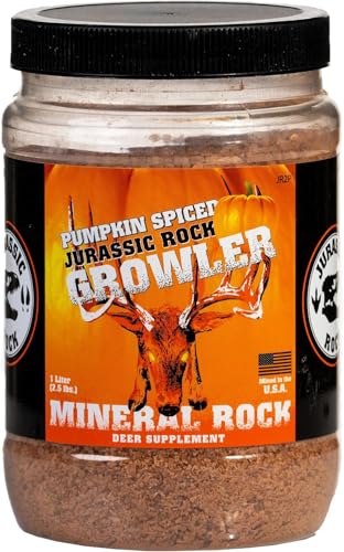 Jurassic Rock Crushed Mineral Rock/Salt Lick for Deer and Other Wildlife, 2.5 lb Growler, Pumpkin Spiced Flavor