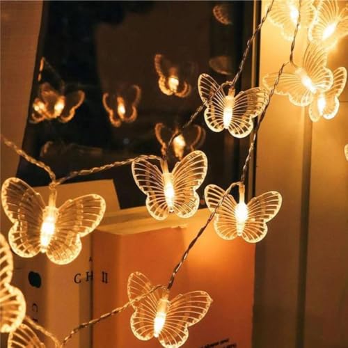 HHMTAKA Guirlande lumineuse papillon féerique 3M - 20 pièces LED USB - Guirlande lumineuse pour décoration d'éclairage de Noël, mariage, anniversaire,...