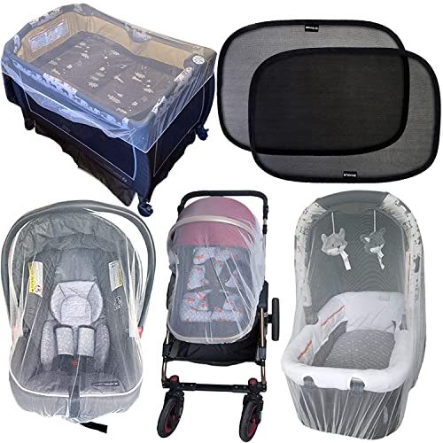 Enovoe Mosquito Net for Stroller - Durable Baby Stroller Mosquito Net - Perfect Bug Net for Strollers and Car Window Shade for Baby - (2 Pack) - 19x12 Cling Baby Sun Shade for Car Window Side Enovoe Mosquito Net for Stroller - Durable Baby Stroller Mosquito Net - Perfect Bug Net for Strollers and Car Window Shade for Baby - (2 Pack) - 19"x12" Cling Baby Sun Shade for Car Window Side