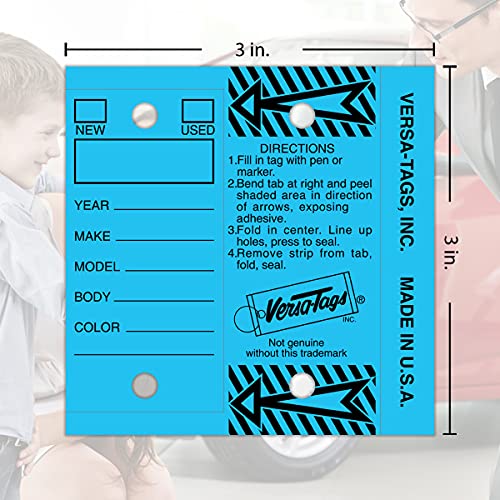 Image of Versa-Tags Blue Self-Protecting Key Tags with Chrome-Plated Split Rings, 1000 Count Automotive Dealership Key Tags for Car Truck RV Inventory & Service Organization