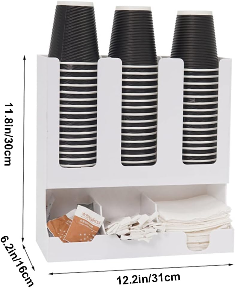 Coffee Condiment Organizer Lid Holder for Countertop Stylish Bar Accessories，Coffee Condiment Organizer - 6 Compartment Cup Lid Holder for Countertop - Stylish White Coffee Bar Accessories -