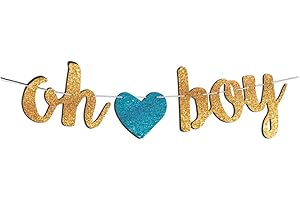 Oh Boy Glitter Baby Shower Banner and Backdrop