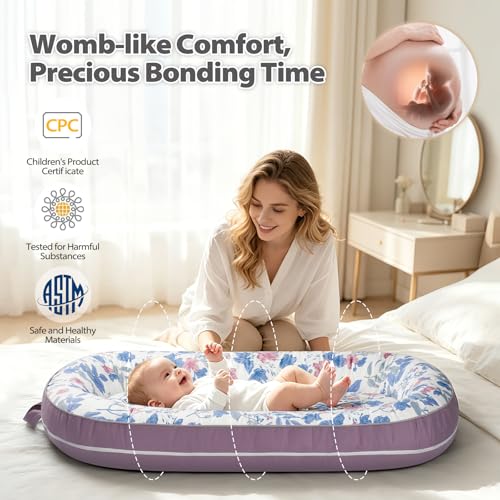 Image of BUTOA Baby Lounger - Breathable Soft Baby Nest, Portable Infant Support Cushion Tummy Time Mat for 0-24 Months, Infant Lounger for Home and Travel, Ideal Newborn Babies Essentials Baby Shower Gifts