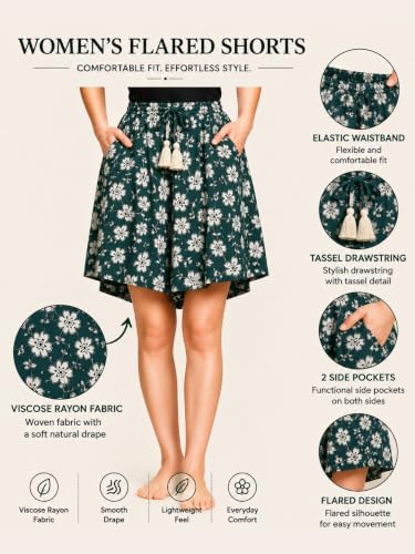 Image of B STORIES Women's Viscose Printed Lounge Culotte Shorts (Pack of 2)