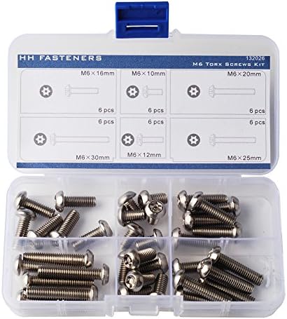 M6 Pin-in-Torx Security Screws Assortment Kit Stainless Steel,Pack of 36-Piece