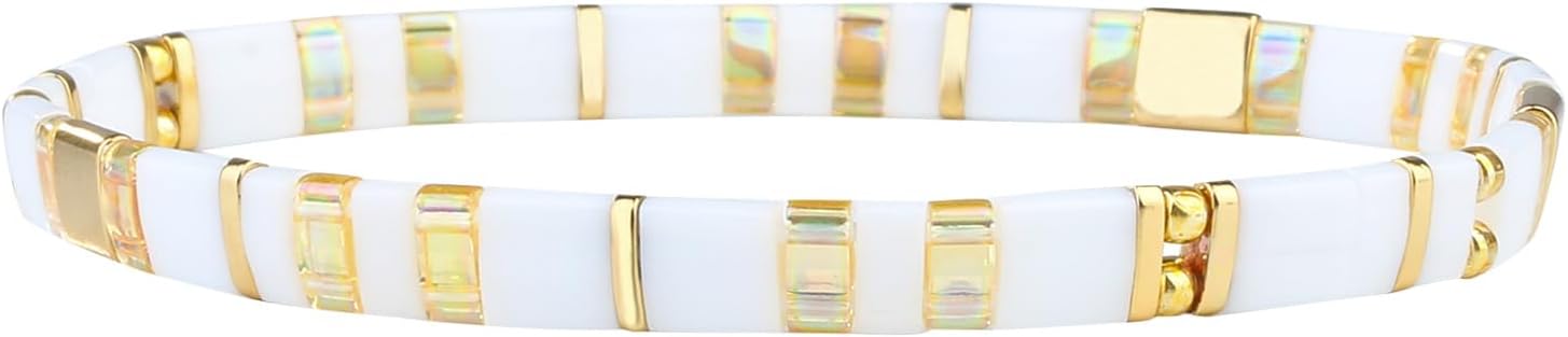 KELITCH Women Pearl Bead Stackable Stretch Bracelets Women Handmade Friendship Bracelets