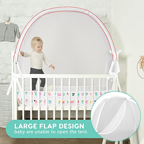 Giggling Star Crib Tent To Keep Baby From Climbing Out, Pack N Play Tent With Toy Pouch, Breathable & See-Through, Keeps Cats Out, Protects From Mosquito Biting, Safe Crib Net To Keep Baby In #TOP3
