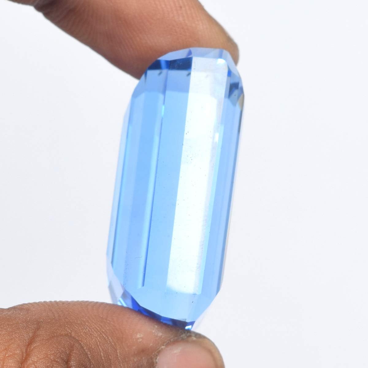 GEMHUB Natural Brazilian Blue Topaz 94.50 Ct Emerald-Cut Loose Gemstone Faceted for Jewelry Making