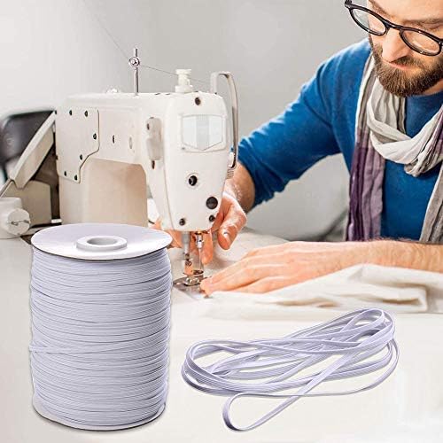1/4''Inch 100 Yards Elastic Bands for Sewing White Elastic Cord Rope String for DIY Masks Heavy Stretch High Elasticity Knit Strap Spool for Making Masks DIY Sewing Crafts