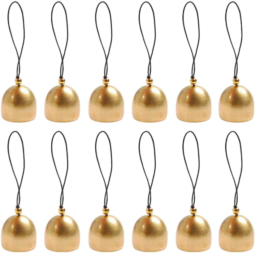 12 Pcs Christmas Ornament Copper Bells 1.5 Inch Bell Christmas Decoration for Christmas Tree DIY Christmas Party Supplies