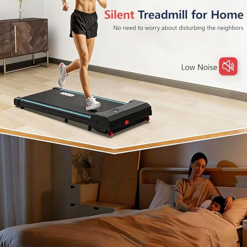 Image of Walking Pad Under Desk Treadmill, Portable Compact Electric Walking Treadmill with Remote Control for Home Office, Quiet Fitness Machine