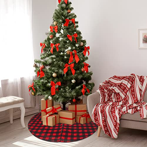 Umardoo Christmas Tree Skirt, Red And Black Plaid Buffalo Double Layers Tree Skirt With Thick Felt Lining, Large Christmas Decorations Tree Skirt For Holiday Party Home Decor (48 Inch) #TOP4