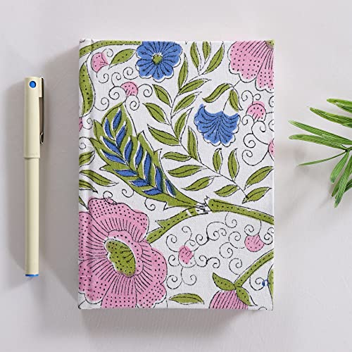 Image of Ravaiyaa - Attitude is everything Hand Block Printed Fabric Journal Handbound Notebook Gifts for Writers Recycled Paper Notebook Diary