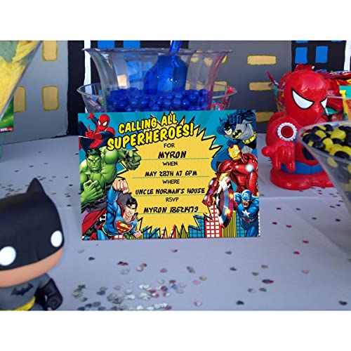 Phoenix Party Superhero Invitations Cards Hero Party Supplies Birthday Friends Card - 20 Set #TOP4