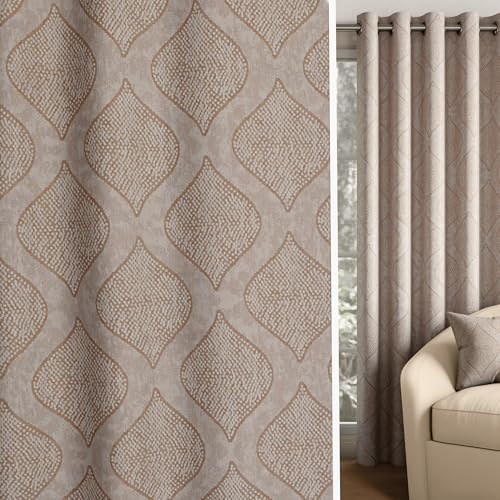Image of Wakefit Curtain | Door Curtains 7 Feet Long | Set of 2 | Semi Blackout Curtain | Blocks Upto 70% of Light | Rich Jacquard Weave with Textured Detailing | Beige
