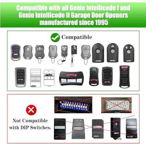 O3T-BX Keychain Remote for Genie IntelliCode I II G3T-R G3T-BX G3T-A Overhead Door Legacy Garage Door Opener Remote Auto-Seek Dual 315/390MHZ (2Pack 3-Button)