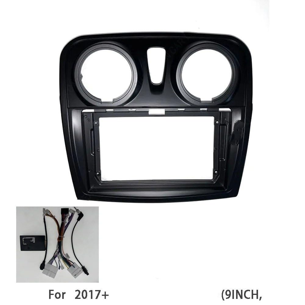 Bisel Radio Panel Embellecedor Tablero Unidad Principal 2 DIN 9 Pulgadas con Cable Canb Fascias Radio Coche para Dacia para SANDERO 2014-2020 Panel Estéreo(Frame an canbus)