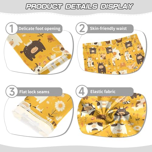 Brown and White Cow Pattern Kids Baby Girls Cotton Pants Casual Full Length Activewear Running3