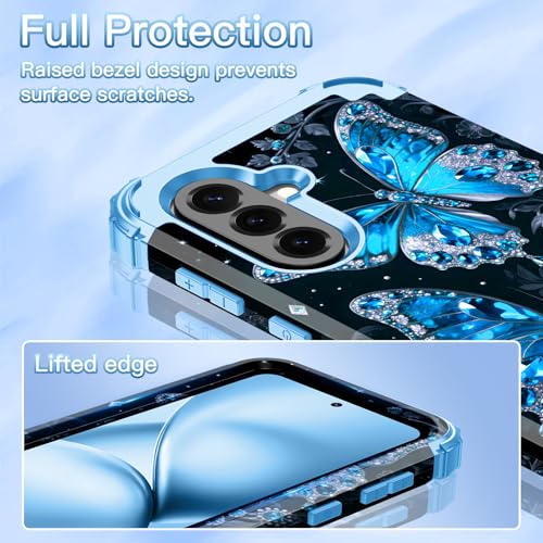 Coque Galaxy A57 5G antichoc fleur phosphorescente LONTECT saphir robuste