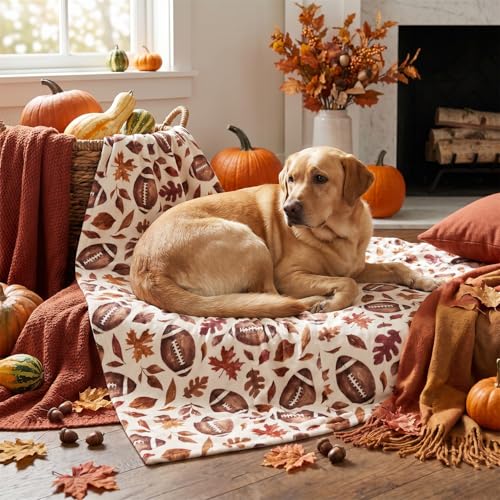 Fall Leaves and Footballs Pet Blanket