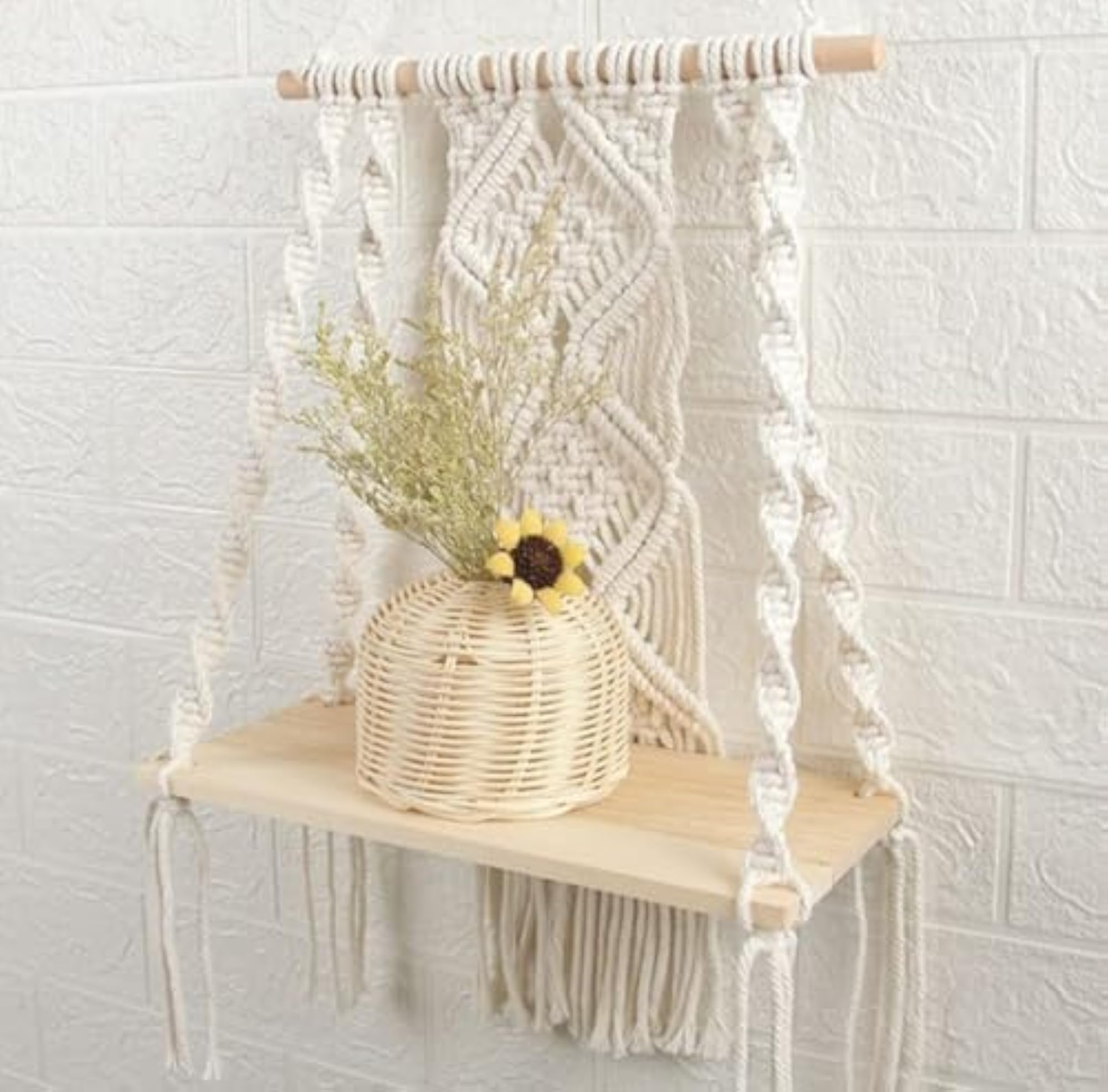 Boho Wooden Wall Art & Wall Hanging Combo, Modern Tapestries