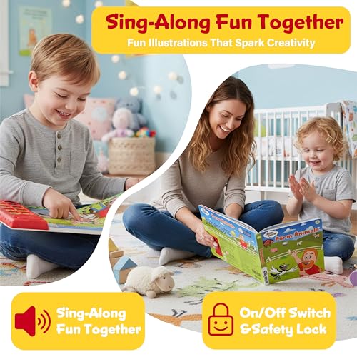 Image of Steve and Maggie Sound Book - Interactive Sing Along Books for Toddlers 10 Button Musical Learning Toys, Talking Books for Kids Educational Gifts for Boys & Girls (Farm Animals)