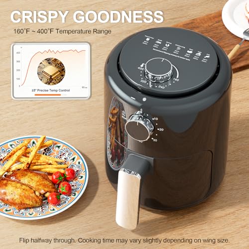 Compact Air Fryer Small 2QT, 4-in-1 Small Mini Airfryer, Bake, Roast, Reheat, 98% Less Oil, Adjustable Temperature Control w/ 60min Timer, Quiet, Nonstick & Dishwasher Safe Basket, BPA-Free, Black by FZGhome - Image 4