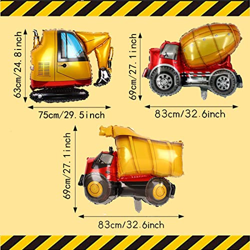 6 Pcs Construction Balloons Excavator Balloon Dump Truck Foil Balloon Forklift Mixer Truck Crane Balloon For Boys Construction Birthday Party Supplies #TOP5