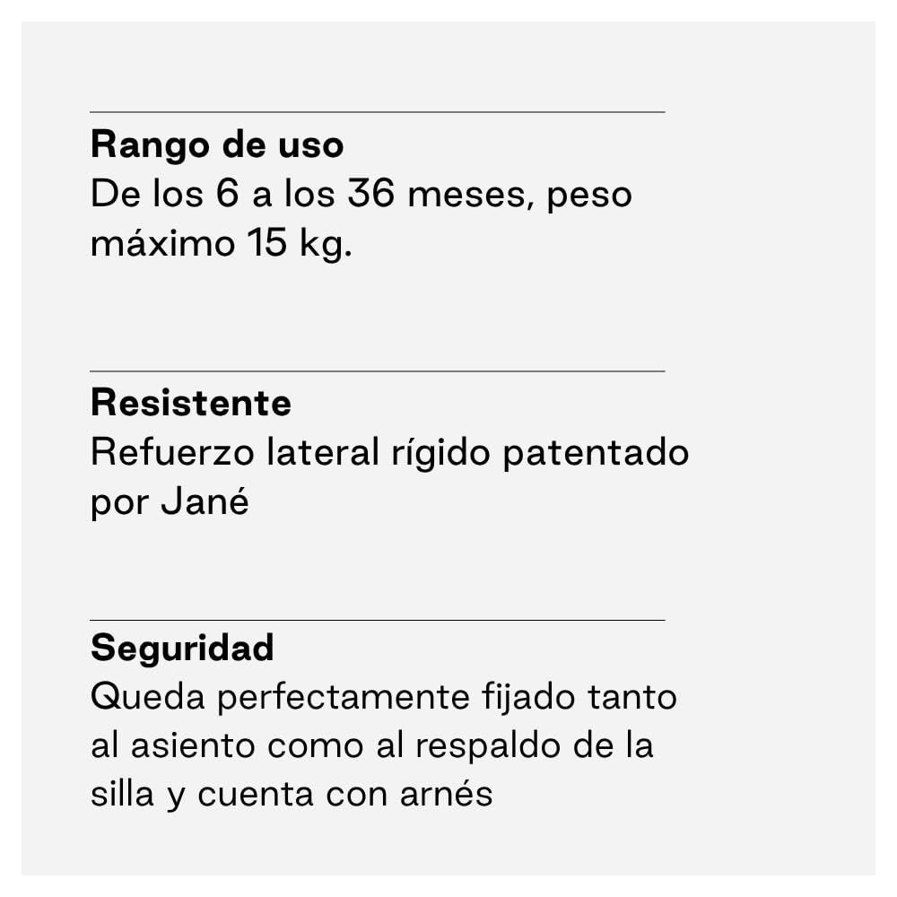 Jané Booster Seat Asiento Elevador Bebé, Trona Portátil de Viaje con Compartimento, Fijación Segura, Hasta 15 kg, Azul