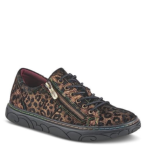 Spring Step L'Artiste Danli-Cheeta Snakers for Women - Animal Print Girls Sneaker - Ladies Fashion Snakers with Zipper and Adjustable Laces - Bronze Multi EU 37 / US 6.5-7