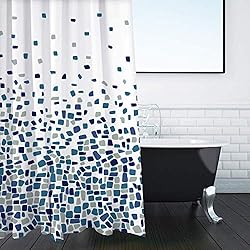 Cortina Baño Aliexpress Cortinas de Ducha, para baño, bañera, Impermeable, Resistente al Moho, Anti Moho y Impermeables 180 x 180 cm (71 x 71 Pulgada) | 100% Polyester - diseño de Mosaico, Azul