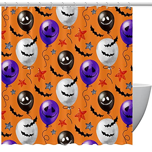 Rideau de douche Halloween orange imperméable pour éviter l'eau au sol