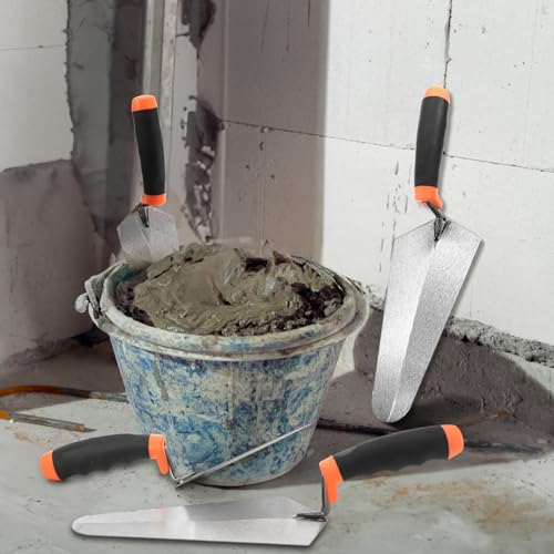 YIMITEE 4 Pack 6" Masonry Hand Tool Set, Pointing Trowel Gauging Trowel Set with Rubber Grip, Carbon Steel Masonry Brick Trowels, Bricklaying Trowels for Concrete Cement Plaster Mortar Stucco Tile - Image 8