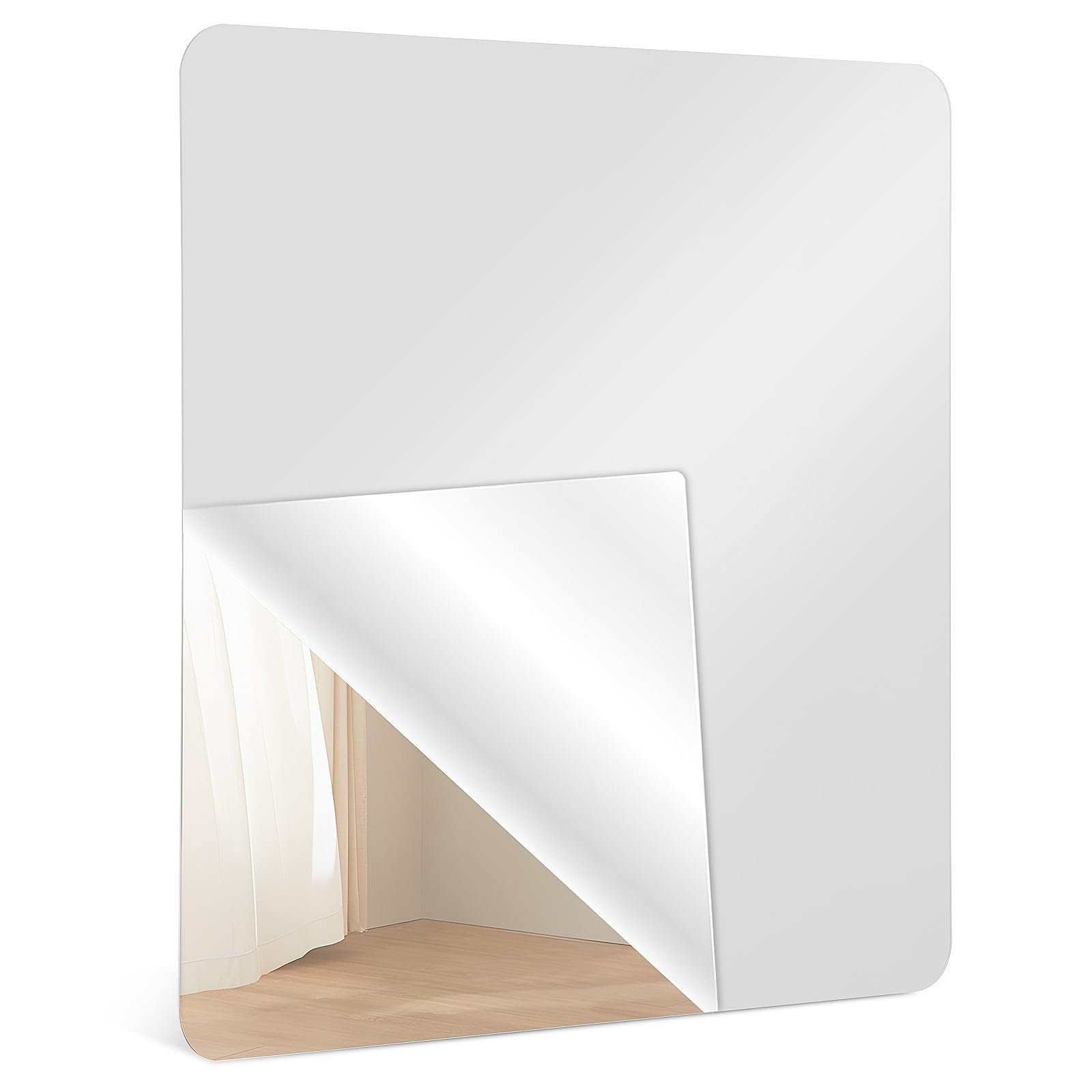 Miroir mural décoratif autocollant argenté 40x40cm pour mur de sport