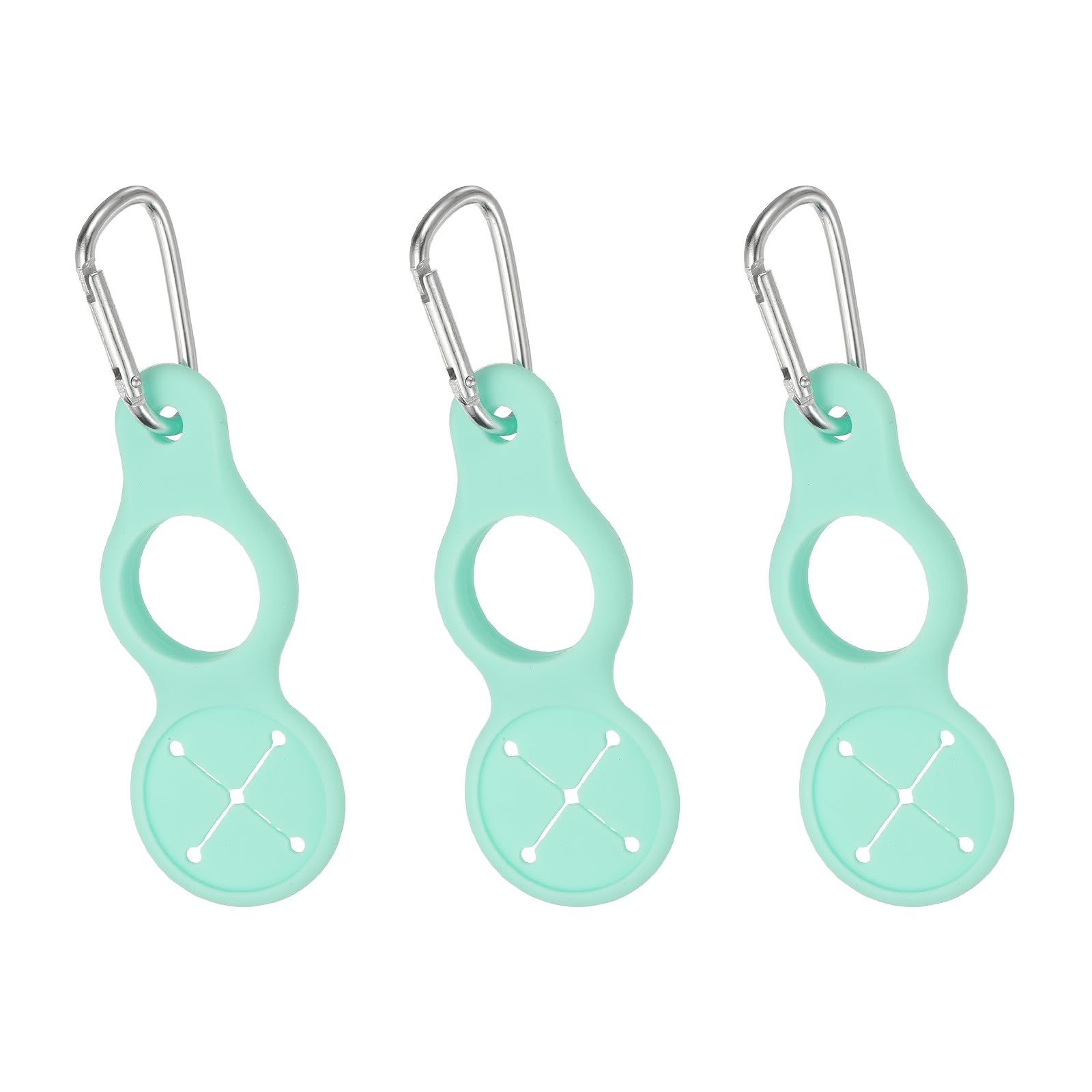 YELARXI Water Bottle Clip, Silicone Water Bottle Carrier Hanging Buckle Clip Keychain Bottles Holder with Towel Loop for Outdoor Camping Hiking Traveling (3 Pack, Green)