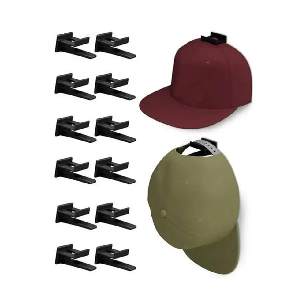 6 ganchos organizadores para gorras de béisbol (color negro, 6 piezas)